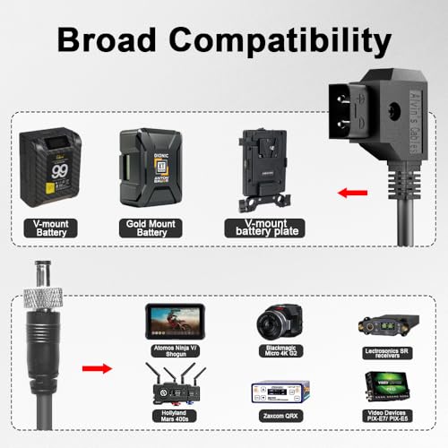 Alvin's Cables Lock DC to D Tap Power Cable for Video Devices PIX-E7 7 Touchscreen Display Hollyland Mars 400s 50cm/20in Straight Lock DC