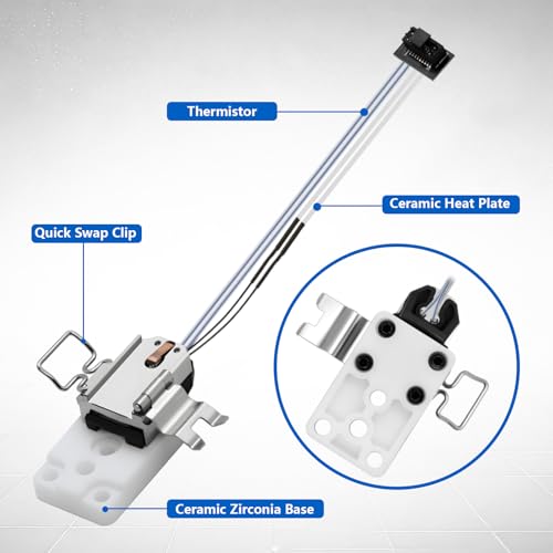Upgraded A1 Hotend Heating Assembly, Ceramic Zirconia Base & Ceramic Heater & Thermistor Component Hot End Heating Element Mounting Assembly Kit for Bambu Lab A1, A1 Mini D3 Printer