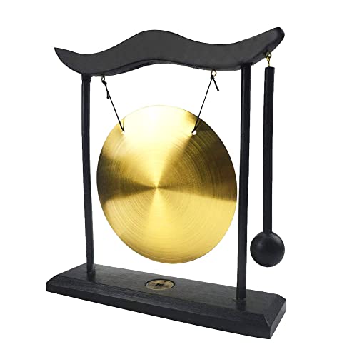 Hooshing Brass Gong Desktop Zen Art Feng Shui Decor, Simple Design