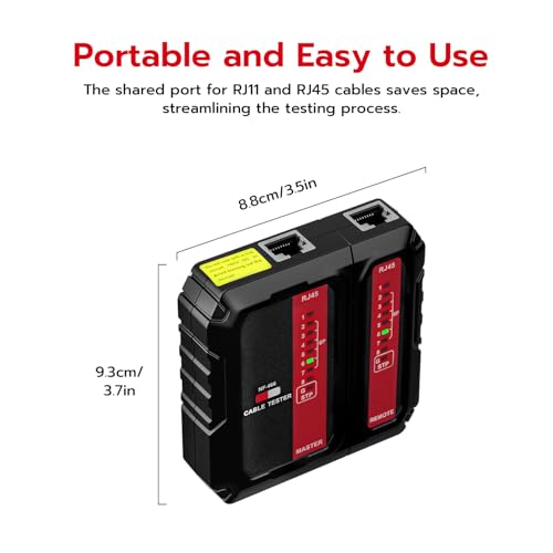 Mcbazel Network Cable Tester for RJ45 RJ11, Ethernet Cable Tester Tool Compatible with CAT5/CAT5E/CAT6/CAT6A, Telephone Line Continuity Test LAN Wire Test Tool