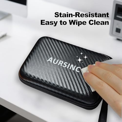 AURSINC 4 Inch Hard EVA Protective Case - Waterproof Shockproof Storage Bag with Carry Strap, Foam Divider, Secure Fit for NanoVNA H4 Vector Network Analyzer and TinySA Ultra Spectrum Analyzer