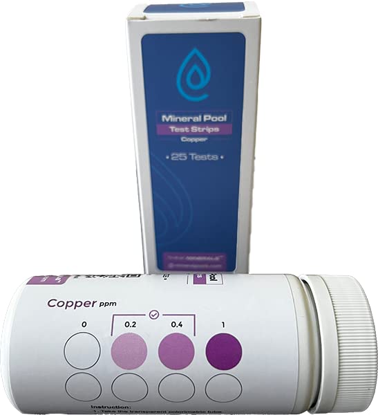 Copper Test Strips for Pool Ionizers, Mineral Cartridges, Copper Sulfate and Copper Algaecides One Pack