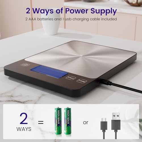 【 USB C Rechargeable & 15 Kg】Digital Kitchen Scale B19