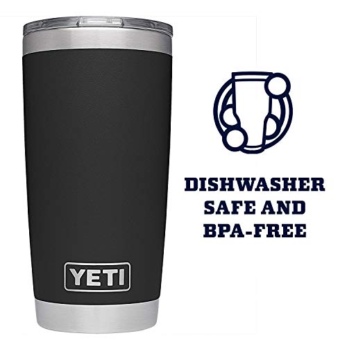 YETI Rambler 20 oz Stainless Steel Vacuum Insulated Tumbler w/MagSlider Lid Black 20 Ounces