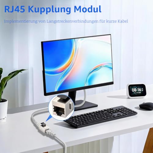 OFFCUP 5X CAT7 Keystone Module RJ45 10Gbps Toolless Snap-in | Network Module for CAT6 CAT6a CAT5e CAT5 Ethernet Connector Patch Panel Network Socket 5 Items
