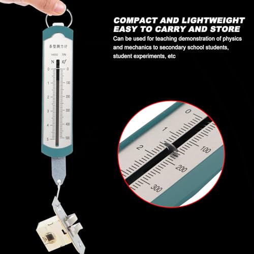 Spring Force Meter, Pack of 4 Spring Force Gauge 5N Precise Portable Bar Force Meter for Physical-Mechanical Experiments