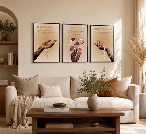 FKRYTYB 3Pcs Black Girl Christian Bible verses Wall Art 12x16in Scripture 16L"X12W"Poster
