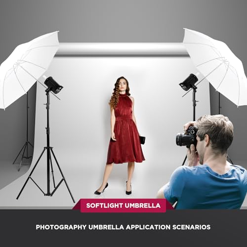 [2 Pack] Photography Umbrella Diffuser Kit,43"/110cm White Translucent Soft Umbrella Diffuser for Studio/Outdoor Photo and Video Lighting Accessories (2 * 43" White)… 2* 43" White