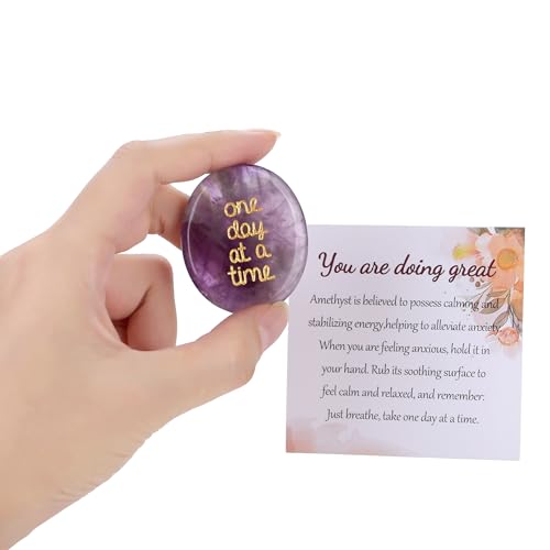 QINJIEJIE Amethyst Crystals Thinking of You Inspirational Gifts Pocket Hug