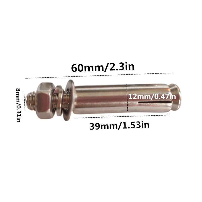 [Australia - AusPower] - Stainless Steel Expansion Bolts M8x60mm External Hex Expansion Bolt (5 Pack) 