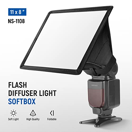 NEEWER Flash Diffuser Light Softbox 11" x 8", Universal, Collapsible with Storage Pouch Compatible with Canon Nikon Sony Godox Yongnuo NEEWER speedlight 11x8 inches