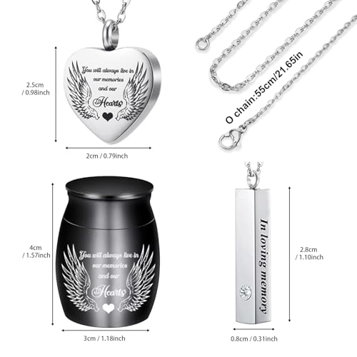 8Pcs Urn Necklace for Ashes Cremation Jewelry