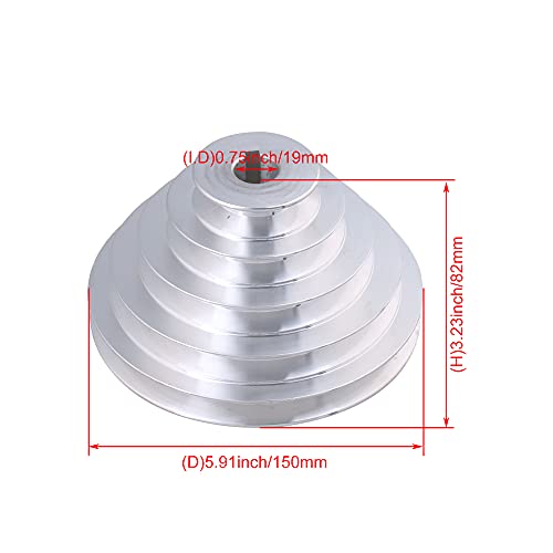 19mm Bore 54mm-150mm Outter Dia Aluminum 5 Slot A Type V-Shaped Pagoda Pulley 5 Step Pulley Belt 12.7mm Belt Width