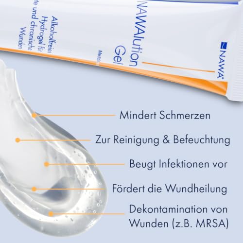 NAWA Lution Gel Hydrogel for Cleansing, Decontamination, Moisturising and Healing Acute and Chronic Wounds 40 g