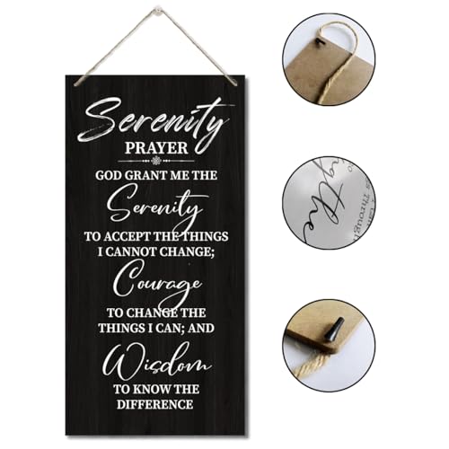 Serenity Prayer Sign, Printed Wood Plaque Sign Wall Hanging, Christian Decor Wood Sign Gift, God Grant Me The Serenity Wall Decor Framed, Farmhouse Live Room Bedroom Decor Wall Art Sign 12" x 6" B style 03