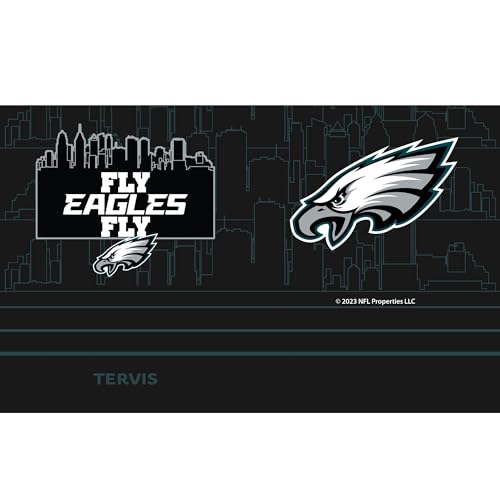 Tervis Traveler NFL Philadelphia Eagles - Fly Eagles Fly Slogan Triple Walled Insulated Tumbler Travel Cup Keeps Drinks Cold & Hot, 20oz, Stainless Steel