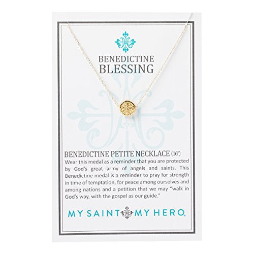 My Saint My Hero Benedictine Blessing Necklace – A Petite, Handcrafted Symbol of Protection, Faith & Divine Strength Goldtone