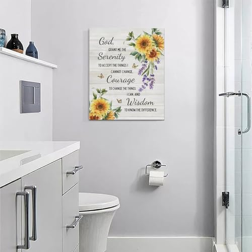 Serenity Prayer Wall Decor Christian Religious Sunflower Pictures Inspirational Bible Verses Scripture Canvas Wall Art God Painting Home Modern Artwork Framed for Living Room Bedroom Office 16x20inch 20"L x 16"W Serenity Prayer