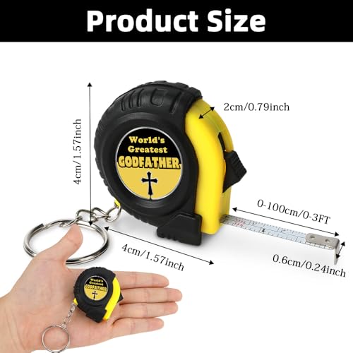 1m Tape Measure Keyring Godfather Gifts Godfather Christmas Gifts Godfathers Birthday Presents Christian Gift for Men Religious Gift for Christening Catholic Mini Tape Measure Godfathers World's Greatest Godfather