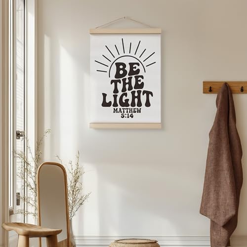 ZNGFON Christian Inspirational Wall Art Poster Hanger Frame 12x16,Christian Religious Scripture Bible Verses Wall Decor for Bedroom,Be The Light Positive Hanging Decorations Gifts Decor 08