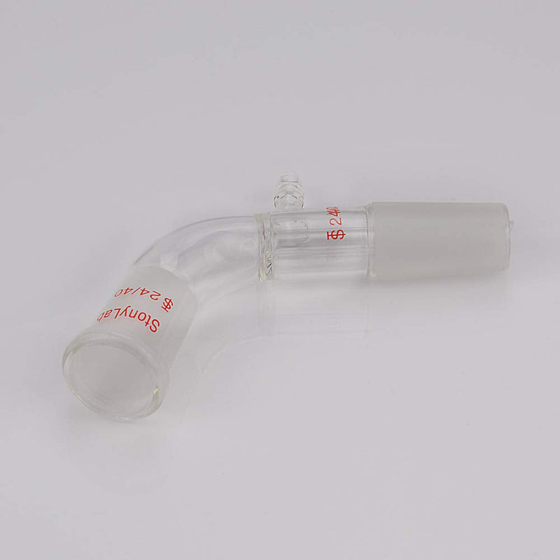 StonyLab Glass Vacuum Take Off Adapter, 105 Degree Bent, Short Stem with 24/40 Joints 24/40 Joint