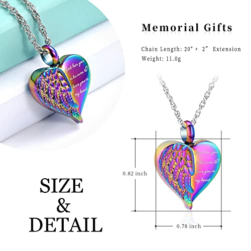 shajwo 2PCS Cremation Jewelry Angel Wing Heart Teddy Bear Urn Necklaces for Ashes for Women Girls