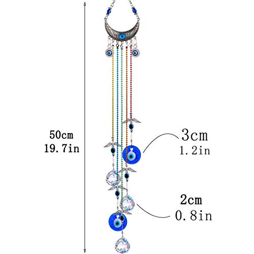 YU FENG 12.5in Hanging Crystal Angel Suncatcher and 20in Blue Evil Eye Hanging Crystals Suncatcher Ornament with Chakra Energy Crystal Ball Prism Pendant for Home Decor Protection