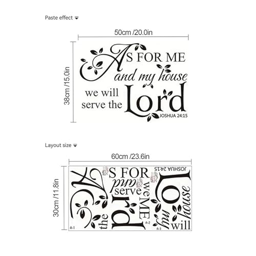 Wasise Christian Wall Art - Bible Verse Stickers, Christian Decor Bible Verse Wall Art with Leaf Design, Home Sweet Home Decor, Removable Vinyl Wall Decals for Bedroom Living Room Religious Decoration C