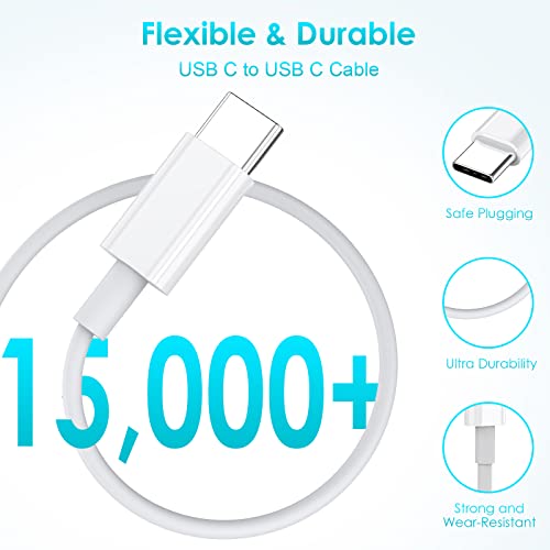 iPhone 15 Charging Cable, USB C Cable, 2 Pieces, 1 m, 60 W, USB C to USB C Fast Charging Cable, PD3.0 USB C Charging Cable for iPhone 15/15Pro/15ProMax, Samsung S23/S22/S21 Series, Huawei MacBook 2-pack, 1 m