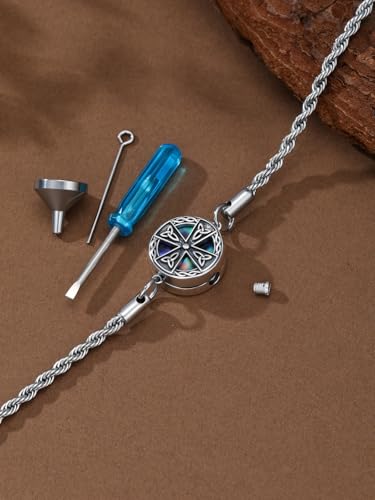 Compass/Tree of Life/Dragonfly Urn Bracelet 925 Sterling Silver Adjustable Abalone Ashes Jewelry Gifts for Women Cross