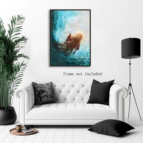 Hand of God Christian Jesus Canvas Wall Art Painting Jesus Saves Peter Picture of Christ Bible Verse Prints posters Decor Pertain for Bedroom Living Room Church 16x24inch Unframed style-4
