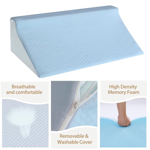 Blue Touchutopia body wedge pillow for side sleepers, 20-inch positioning support, designed for comfortable body positioning.