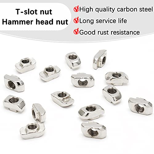 Rierdge M8 sliding T nuts for 10mm T-slot aluminum extrusion, 50-piece set 񟿿