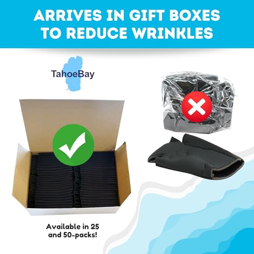 Black TahoeBay Slim neoprene can cooler sleeves in a 50-pack, insulated drink insulators for keeping cans cold.