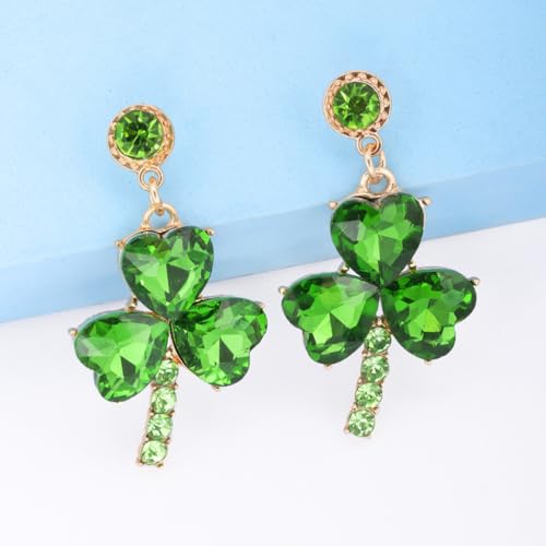 POPETPOP 1 Pair St Patrick's Day Earrings Green Shamrock Alloy Dangle Earrings Symbolizing Luck with Elegant Design for Women and Party Accessories