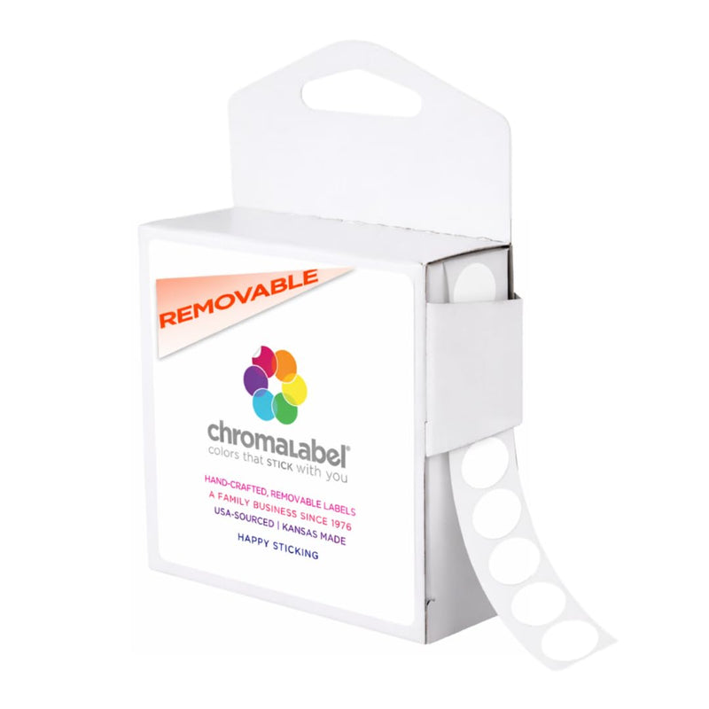 ChromaLabel 1/2 Inch Small Blank Label Stickers, Blank Sticker Dots, White Removable Sticker Dots, 1000 Sticky Dots per Dispenser Box 1/2"
