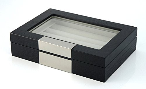 20 CUFFLINK RING STORAGE BOX CUFF LINKS JEWELRY DISPLAY WOOD CASE - 412020
