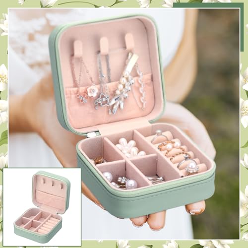 MotiMind 6 Sets Bridesmaid Proposal Gifts Jewelry Travel Bridesmaid Boxes Gifts Wedding Maid of Honor Matron Bridal Shower Jewelry Boxes for Women with Invitation Card(Sage Green) Sage Green