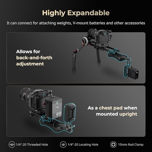 SmallRig Universal 15mm Shoulder Pad Support, Shoulder Mount Rig with 15mm Dual Rod Clamp & Back Pad 5153
