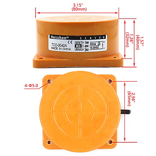 Heschen Inductive Proximity Sensor Switch TCO-3040A Detector 40 mm 6-36V DC 300mA NPN Normally Open(NO) 3 wire