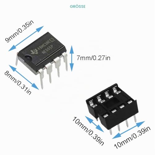 Pack of 50 NE555P Precision Timer Single NE555 Timer IC NE555P Pulse Generator Single Bipolar DIP-8 + 50 Pieces NE555 DIP-8 Socket