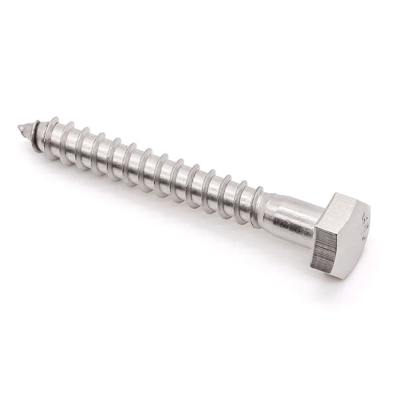 [Australia - AusPower] - Glvaner (8 pcs) 3/8" x 4" Stainless Steel Hex Head Lag Bolts, Hexagonal Head Lag Screws, 304 Stainless Steel 18-8, Secure Hold for Wood 3/8 x 4" 8 