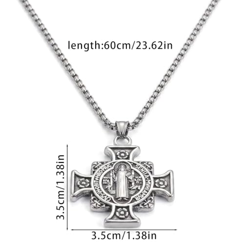 Cross Pendant with Saint Benedict Necklace