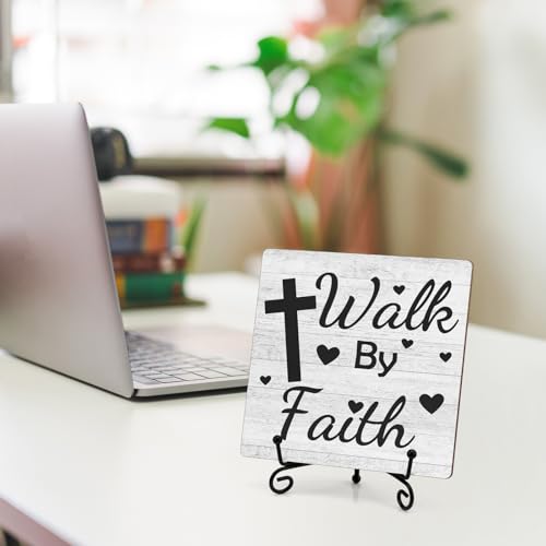 Christian Gifts for Women Religious Spiritual Gift Wood Decor Sign Inspirational Gifts for Women Friends Mom Sister Coworker Catholic Female Faith Based Gift Decorative Wooden Sign with Iron Stand