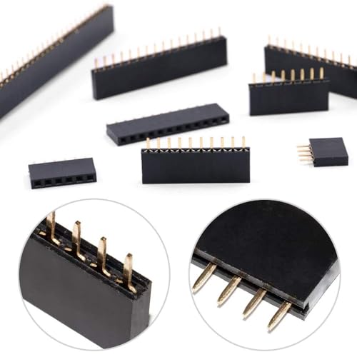 GTIWUNG Pack of 128 2.54 mm Straight Single Row Board Female Stackable Socket Strip Pin Header Connectors (4/6/8/10 Pin Each 22 Pieces + 12/16/20/40 Pin 10 Pieces)