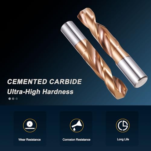 PATIKIL 12.4mm carbide jobber drill bit with 130° tip for stainless steel and hard metal