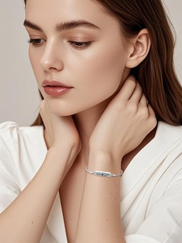 WINNICACA Urn Bracelet for Ashes for Women 925 Sterling Silver Dragonfly Abalone Shell Cremation Jewelry for Ashes Keepsake Pendant Locket Bracelet for Women Human