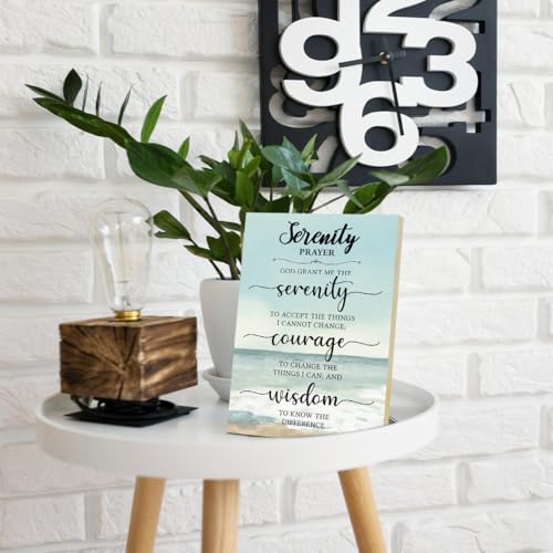 Christian Desk Sign, Bible Verses Wall Decor Serenity Prayer, Religious Gifts For Women Friends, Scripture Gifts For Baptism Birthday, Wooden Plaque Decor for Home Office -33
