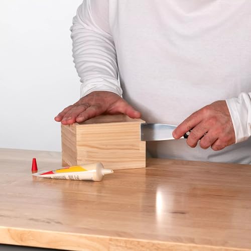 Le Page 90mL tinted light oak wood filler container Against white background