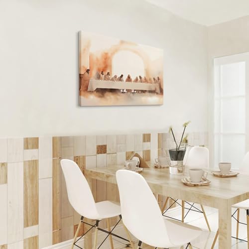 QQXKVXOB Jesus Last Supper Wall Art Leonardo da Vinci Canvas Print Posters Wall Decor Christian Home Decor for Living Room Dining Room Prayer Room Bedroom 12x16 in Jesus02 12"L x 16"W